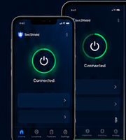 Planned SecShield phone and tablet apps showing the connection view