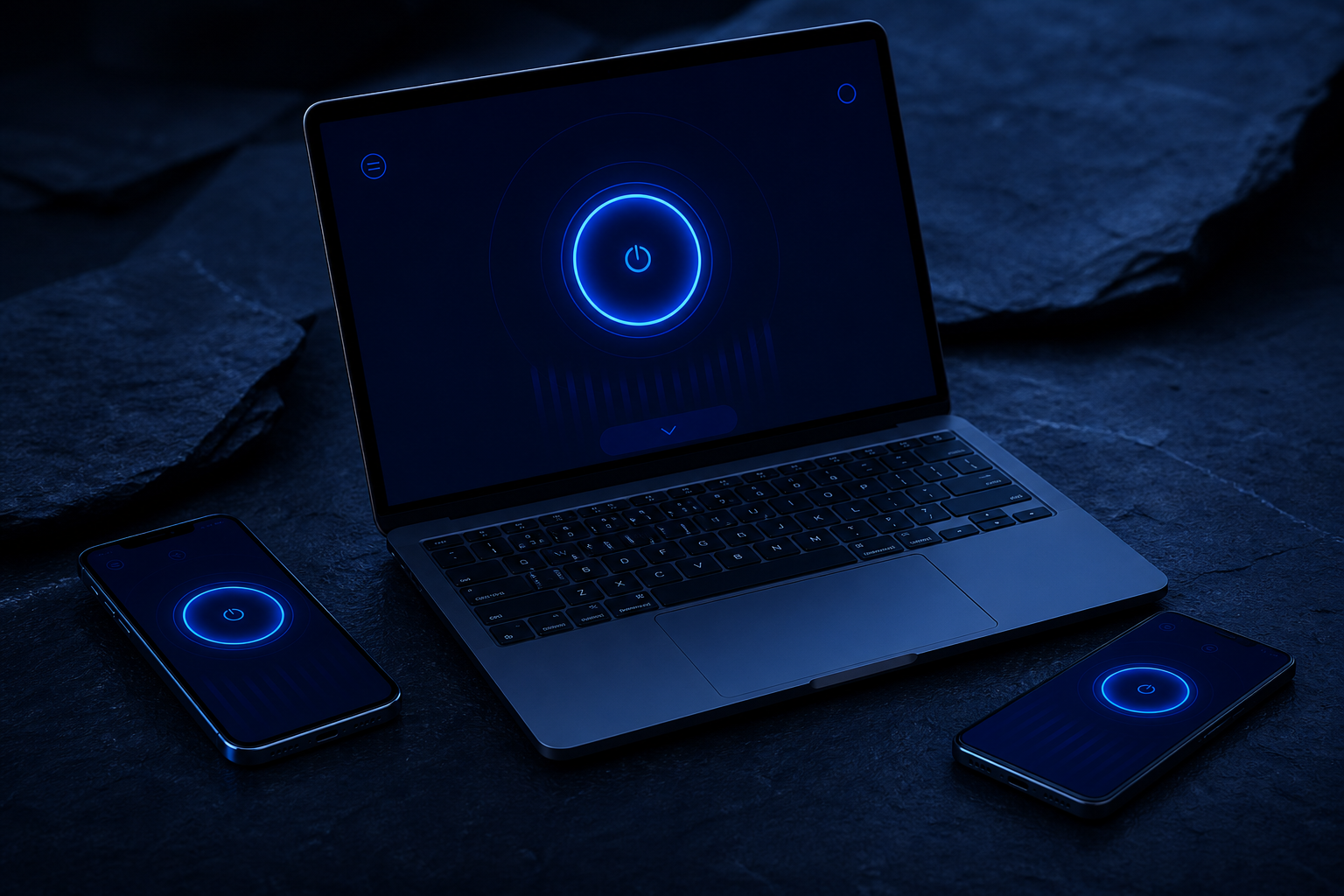 Laptop and phones showing SecShield on multiple devices